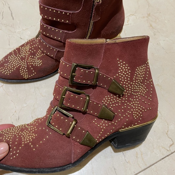 Chloe maroon studded booties - Picture 5 of 5